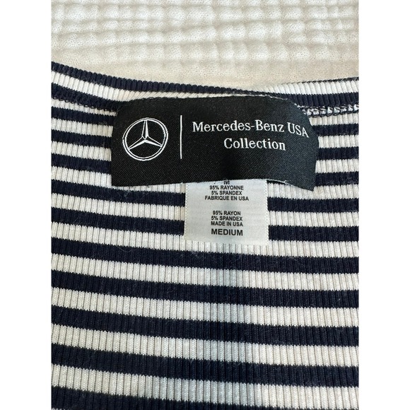 Mercedes-Benz Collection Striped Ribbed T-Shirt Short Sleeve Top Made in USA - Picture 1 of 6